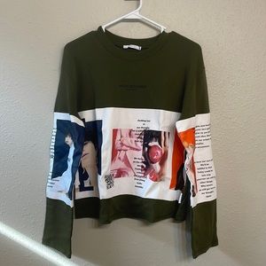 Green long sleeve graphic shirt